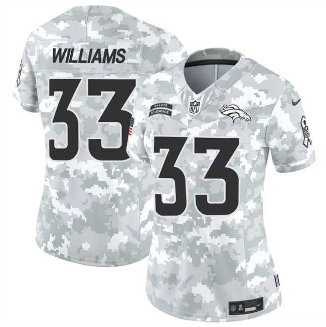 Womens Denver Broncos #33 Javonte Williams 2024 F.U.S.E Arctic Camo Salute To Service Limited Stitched Jersey Dzhi